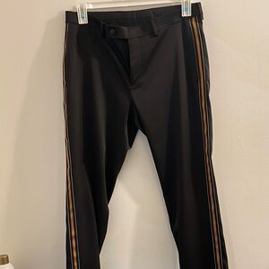 Men's Black Pants with Gold Stripe